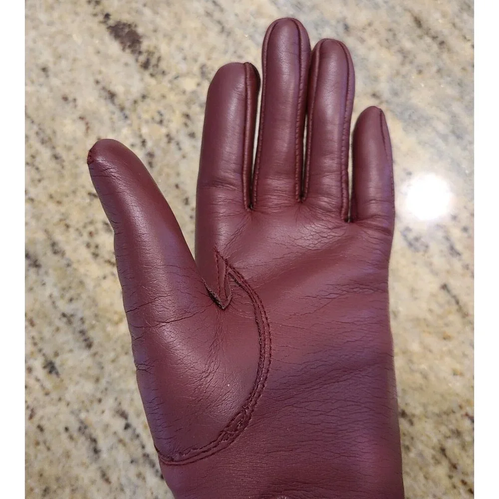 Vintage Size S/M Rusty Brown Sears Faux Leather Knit Lined Driving Gloves
